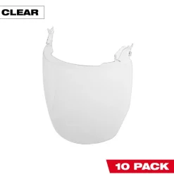 Milwaukee 10 Pack Clear Face Shield Replacement Lenses (No-brim Helmet Only Mount) 48-73-1445