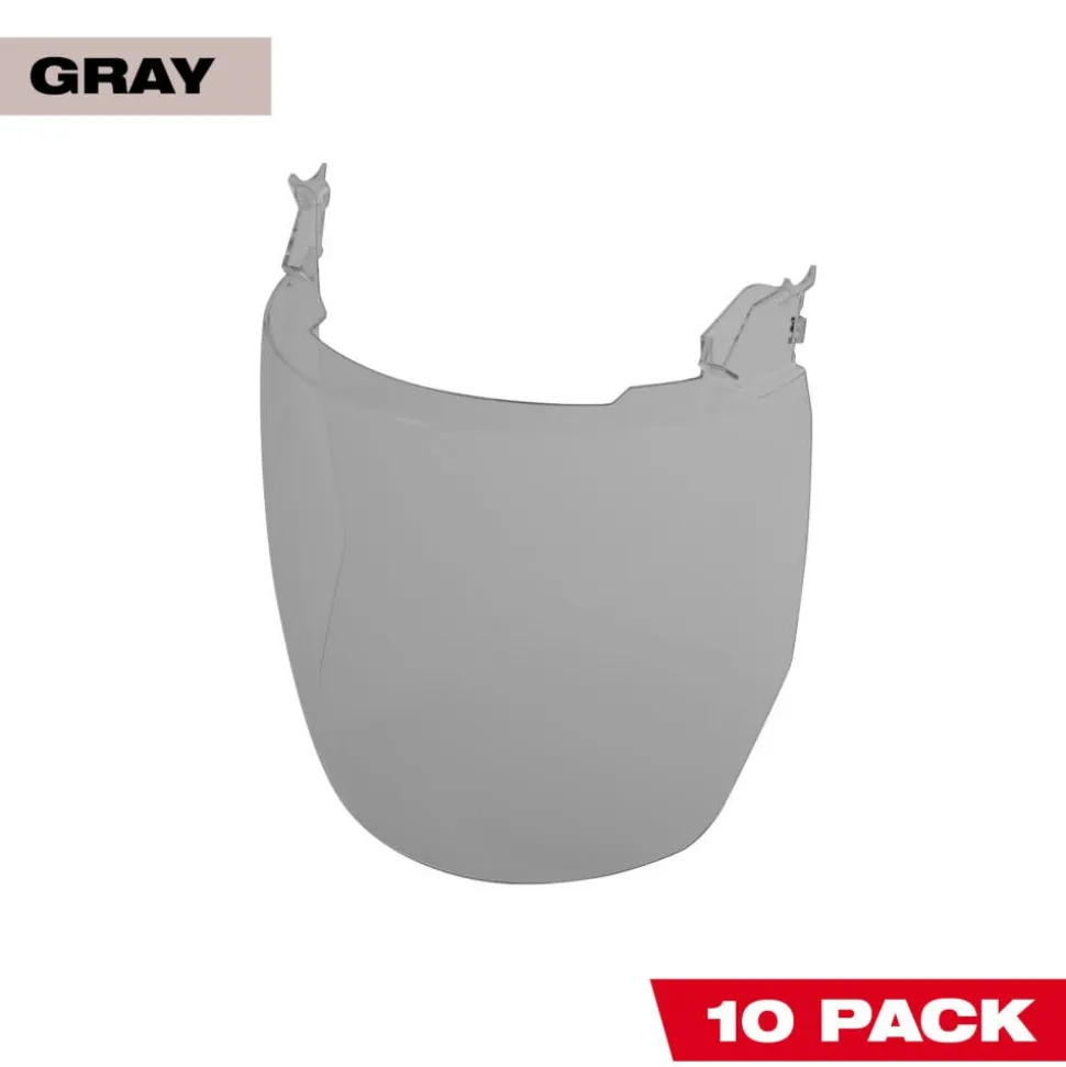 Milwaukee 10 Pack Gray Face Shield Replacement Lenses (No-brim Helmet Only Mount) 48-73-1447