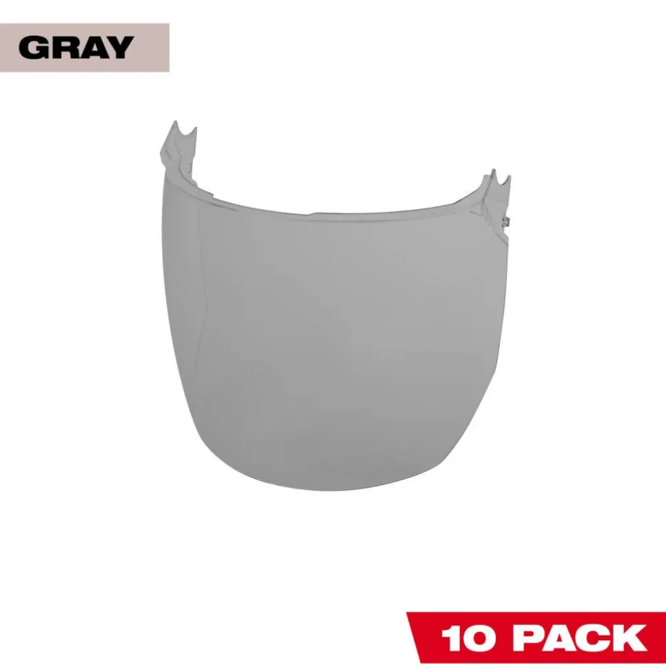 Milwaukee 10 Pack Gray Face Shield Replacement Lenses (Helmet & Hard Hat Mount) 48-73-1443