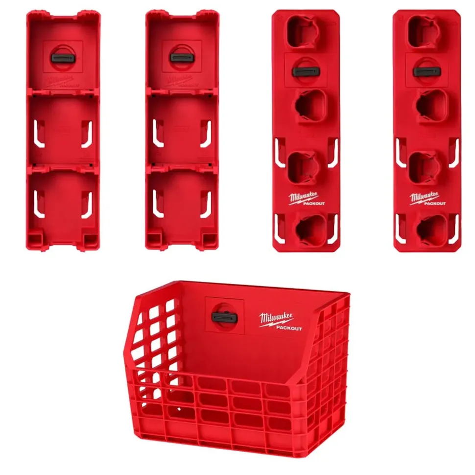 Milwaukee PACKOUT (2) M18 & M12 Battery Racks & Compact Basket Accessory Bundle