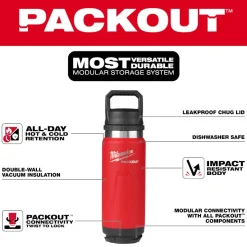 Milwaukee PACKOUT 24oz Insulated Bottle with Chug Lid 48-22-8396R