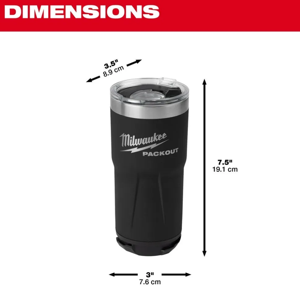 Milwaukee PACKOUT 20oz Tumbler - Black 48-22-8392B