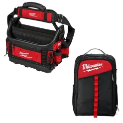 Milwaukee PACKOUT 15" Structured Tote & 26 Pocket Backpack Bundle