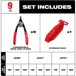 Milwaukee 9PC Convertible Snap Ring Pliers Set 48-22-6539