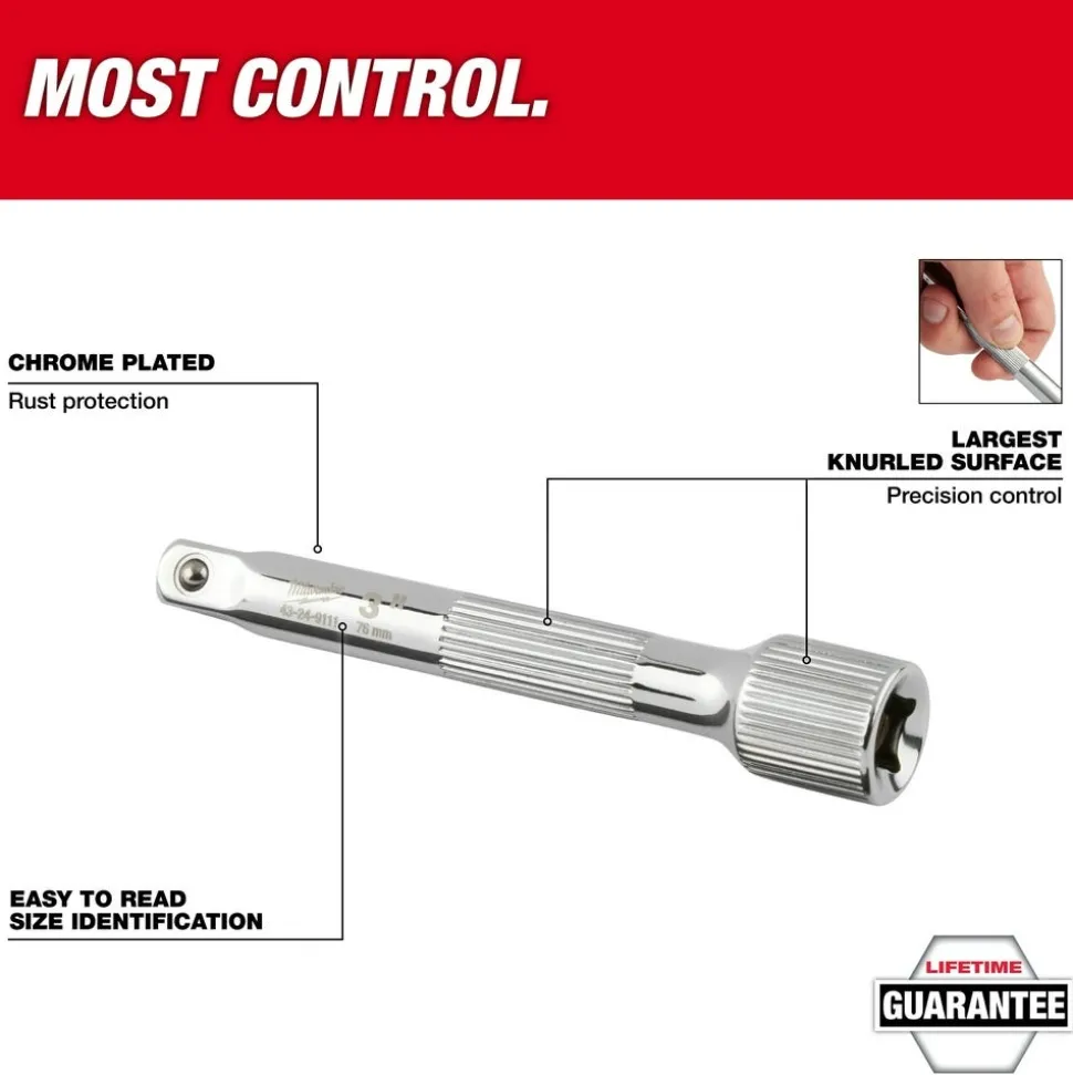 Milwaukee 4pc 1/4" Drive Extension Set 48-22-9340