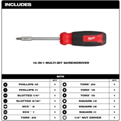 Milwaukee 2pc 14-in-1 Ratcheting Multi-Bit and 8-in-1 Ratcheting Compact Multi-bit Screwdriver Set 48-22-2905