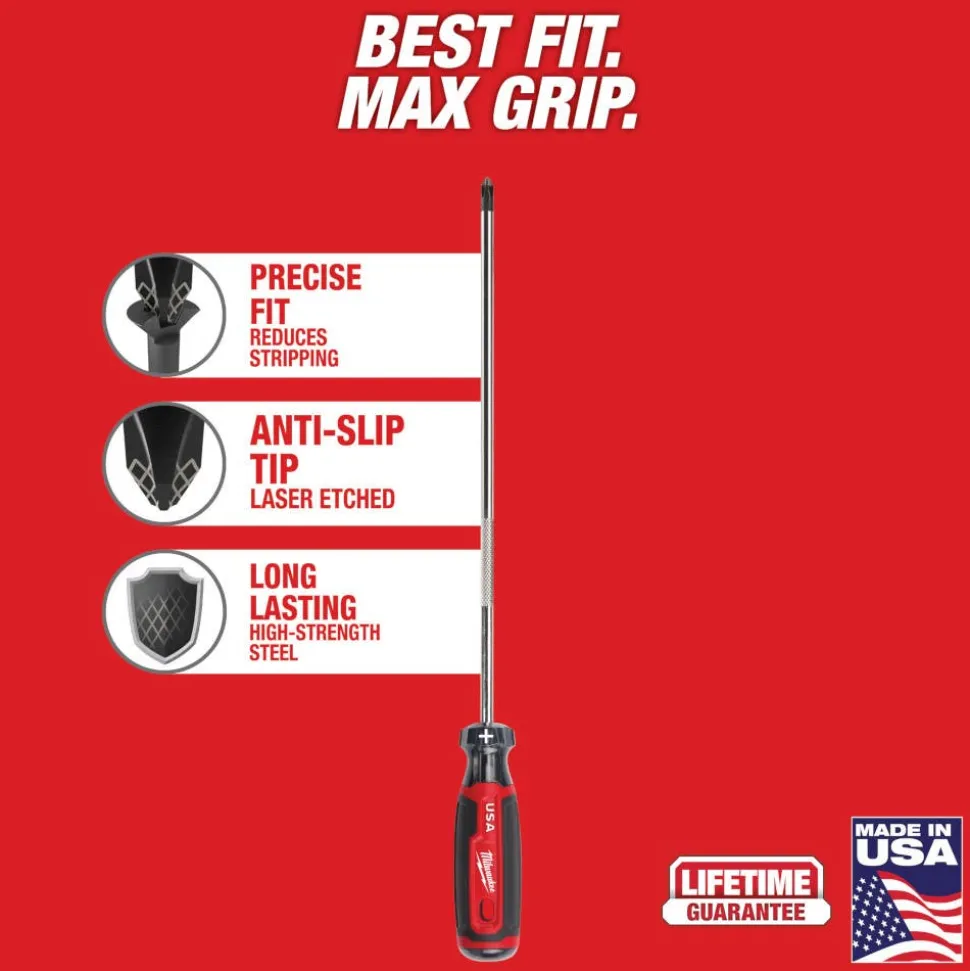 Milwaukee #2 Phillips 10" Cushion Grip Screwdriver (USA) MT204