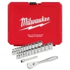 Milwaukee 25 Piece 1/4" Drive Metric & SAE Ratchet and Socket Set w/ FOUR FLAT SIDES 48-22-9044