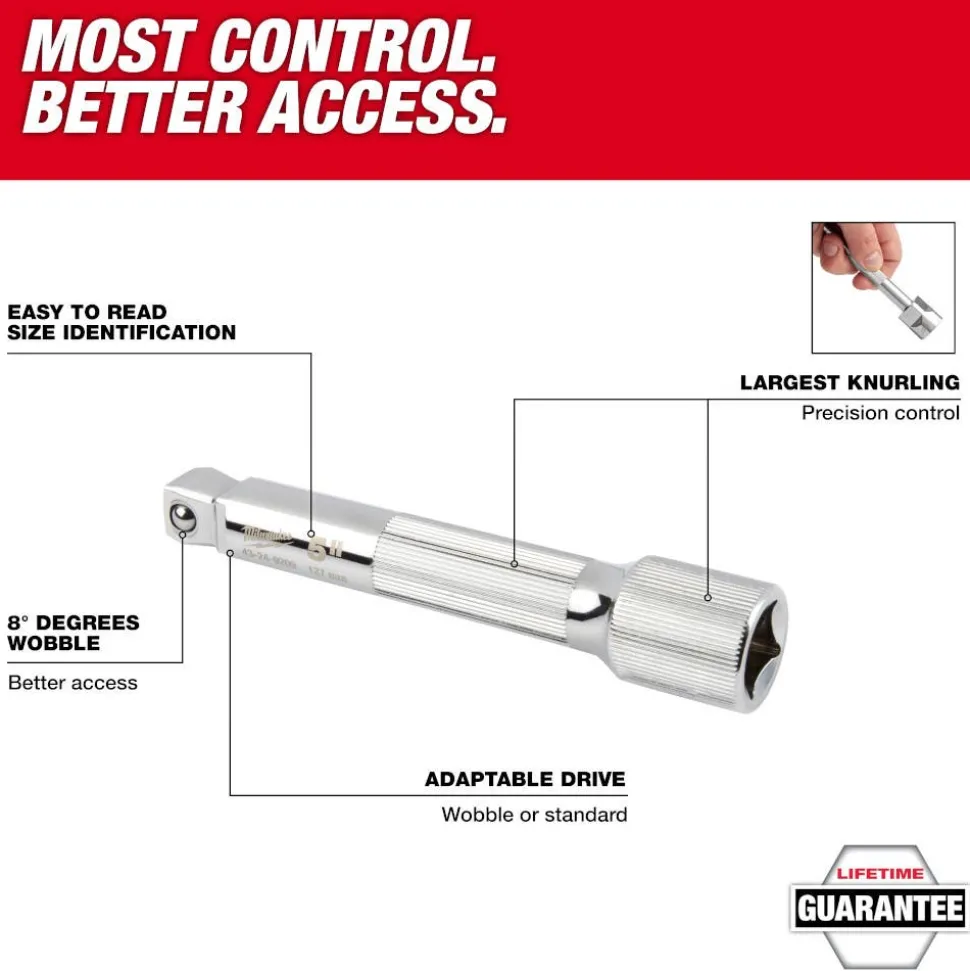 Milwaukee 3 Piece 1/2" Drive Wobble Extension Set 48-22-9352