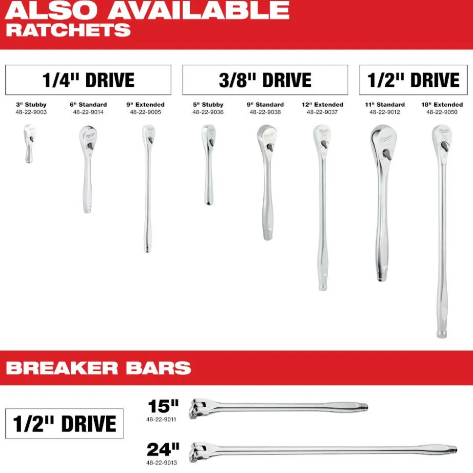 Milwaukee 3 Piece 1/2" Drive Wobble Extension Set 48-22-9352