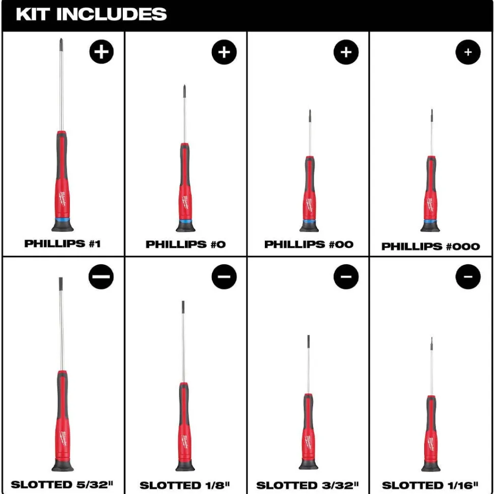 Milwaukee 8 Piece Precision Screwdriver Set 48-22-2614