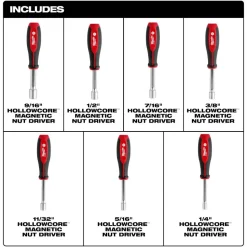 Milwaukee 7 Piece SAE HollowCore Magnetic Nut Driver Set 48-22-2547