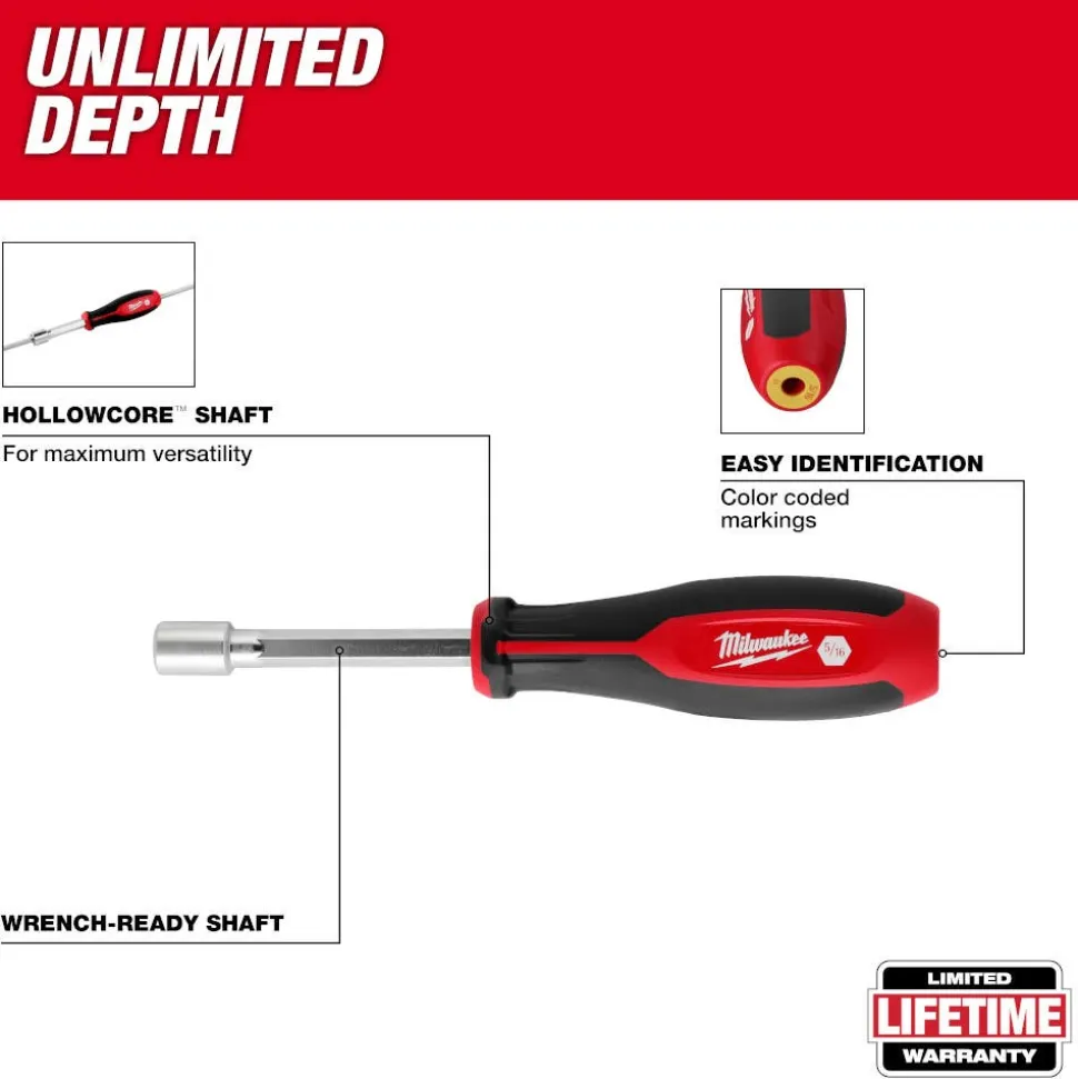 Milwaukee 4 Piece SAE HollowCore Nut Driver Set 48-22-2444