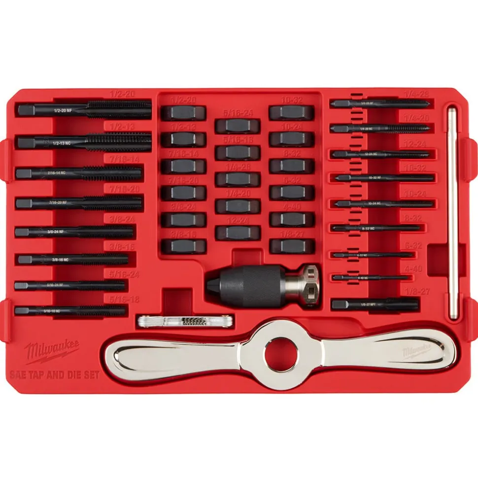 Milwaukee 38 Piece SAE Tap & Die PACKOUT Set w/ Hex-LOK 2-in-1 Handle 49-22-5604