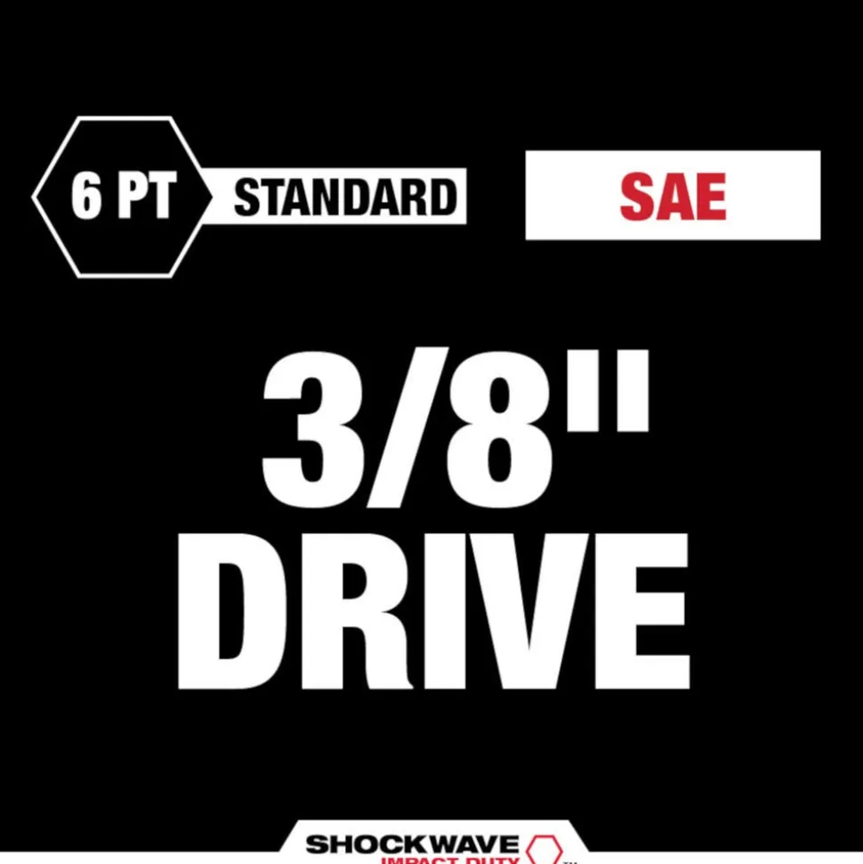 Milwaukee 6 Piece SHOCKWAVE Impact Duty 3/8" Drive SAE Standard Socket Set 49-66-7035