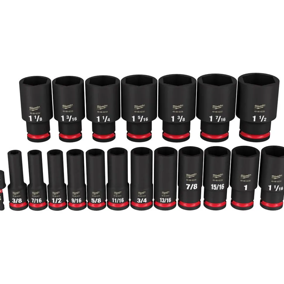 Milwaukee 19 Piece SHOCKWAVE Impact Duty 1/2" Drive SAE Deep 6 Point Socket Set 49-66-7012