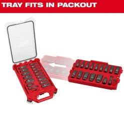 Milwaukee 15 Piece SHOCKWAVE Impact Duty 1/2" Drive SAE PACKOUT Deep Socket Set 49-66-6802