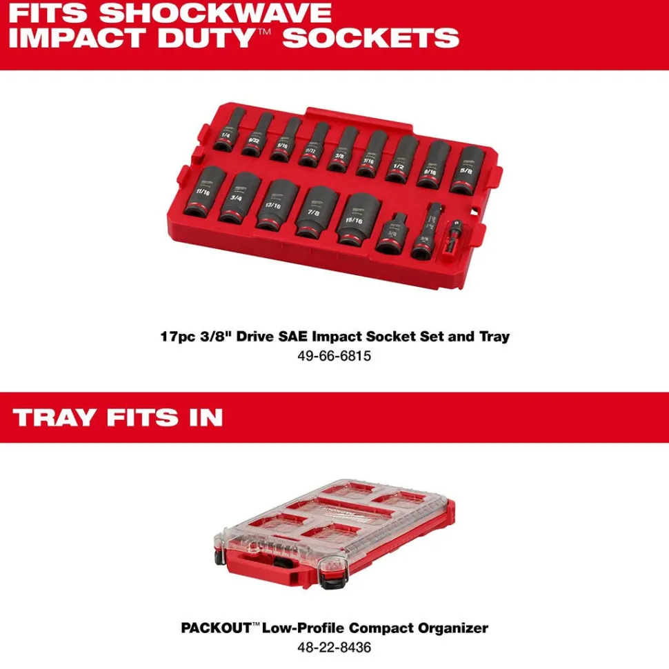 Milwaukee 15 Piece SHOCKWAVE Impact Duty 1/2" Drive SAE PACKOUT Deep Socket Set 49-66-6802