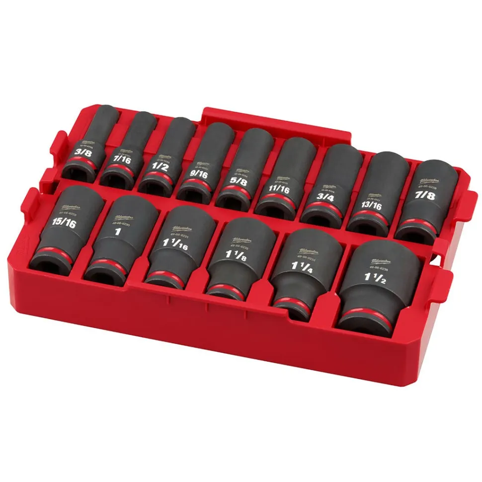 Milwaukee 27 Piece SHOCKWAVE Impact Duty 1/2" Drive Metric & SAE PACKOUT Standard Socket Tray Set 49-66-6819