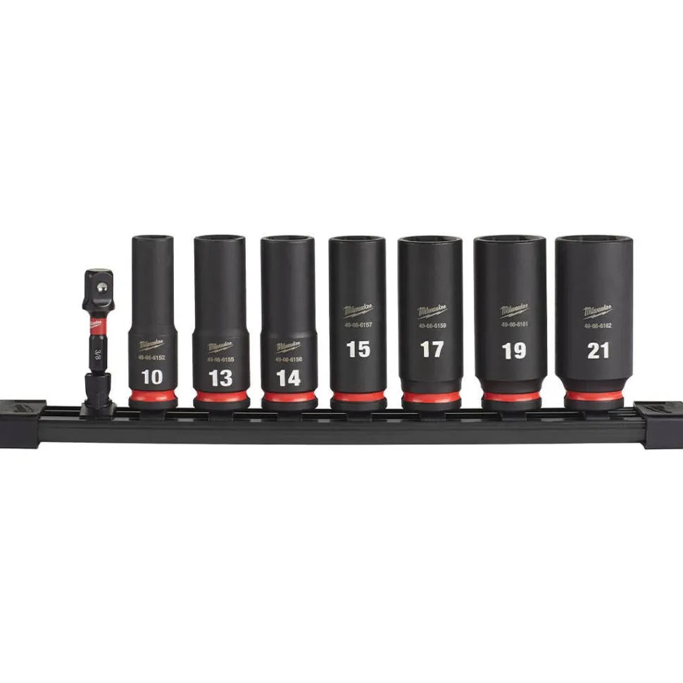 Milwaukee 8 Piece Shockwave Impact Duty 3/8" Drive Metric Deep 6 Point Socket Set 49-66-7021