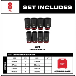 Milwaukee 8 Piece Shockwave Impact Duty 3/4