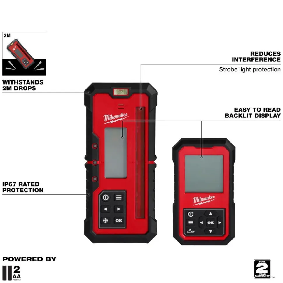 Milwaukee Red Exterior Dual Slope Rotary Laser Receiver 3714