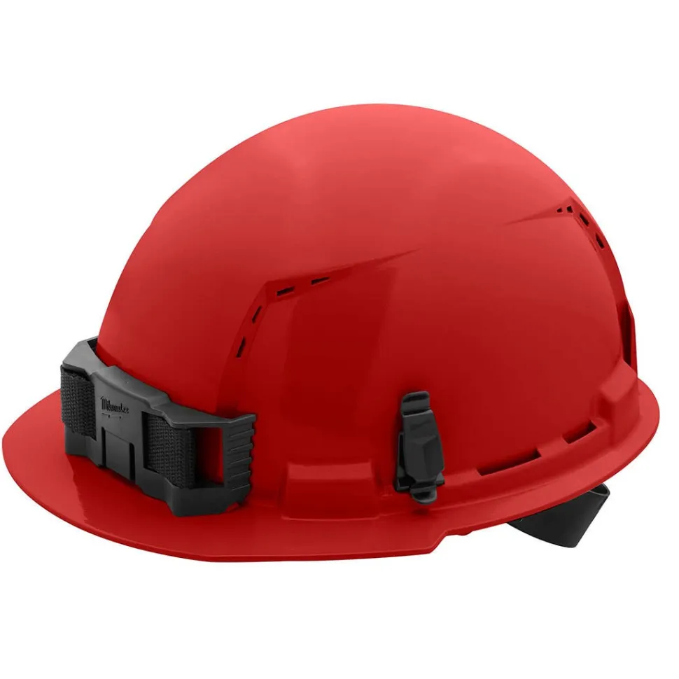 Milwaukee Red Front Brim Vented Type 1 Class C Hard Hat w/ 4pt Ratcheting Suspension 48-73-1208