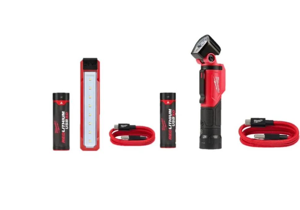 Milwaukee REDLITHIUM USB ROVER Pocket Flood Light & REDLITHIUM USB Pivoting Flashlight 2113-21 & 2112-21