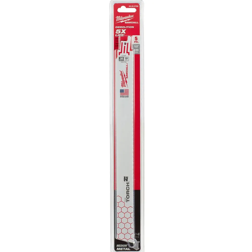 Milwaukee 12" Sawzall Blades 18 TPI Torch (5 Pack) 48-00-5789