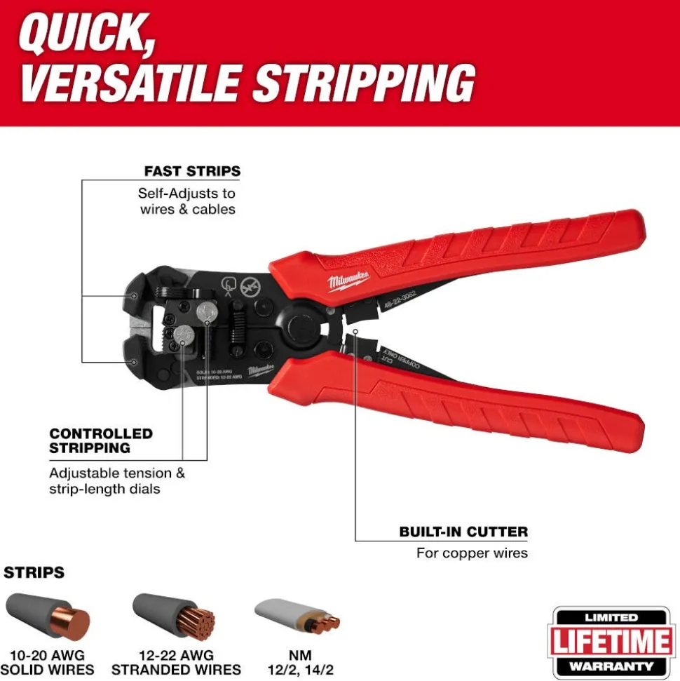 Milwaukee Self-Adjusting Wire Stripper & Cutter 48-22-3082