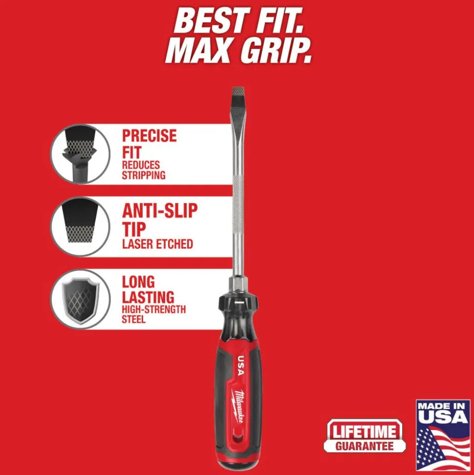 Milwaukee 5/16" Slotted 6" Cushion Grip Screwdriver (USA) MT207