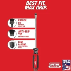 Milwaukee 3/8" Slotted 8" Cushion Grip Demolition Screwdriver (USA) MT210