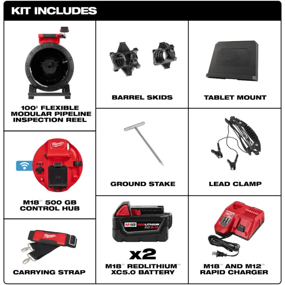 Milwaukee Tool M18 100’ Flexible Modular Pipeline Inspection System 3972-22