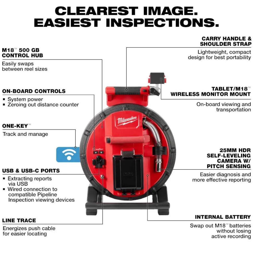 Milwaukee Tool M18 100’ Flexible Modular Pipeline Inspection System 3972-22