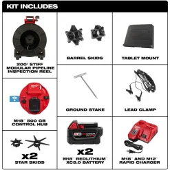Milwaukee Tool M18 200’ Stiff Modular Pipeline Inspection System 3974-22