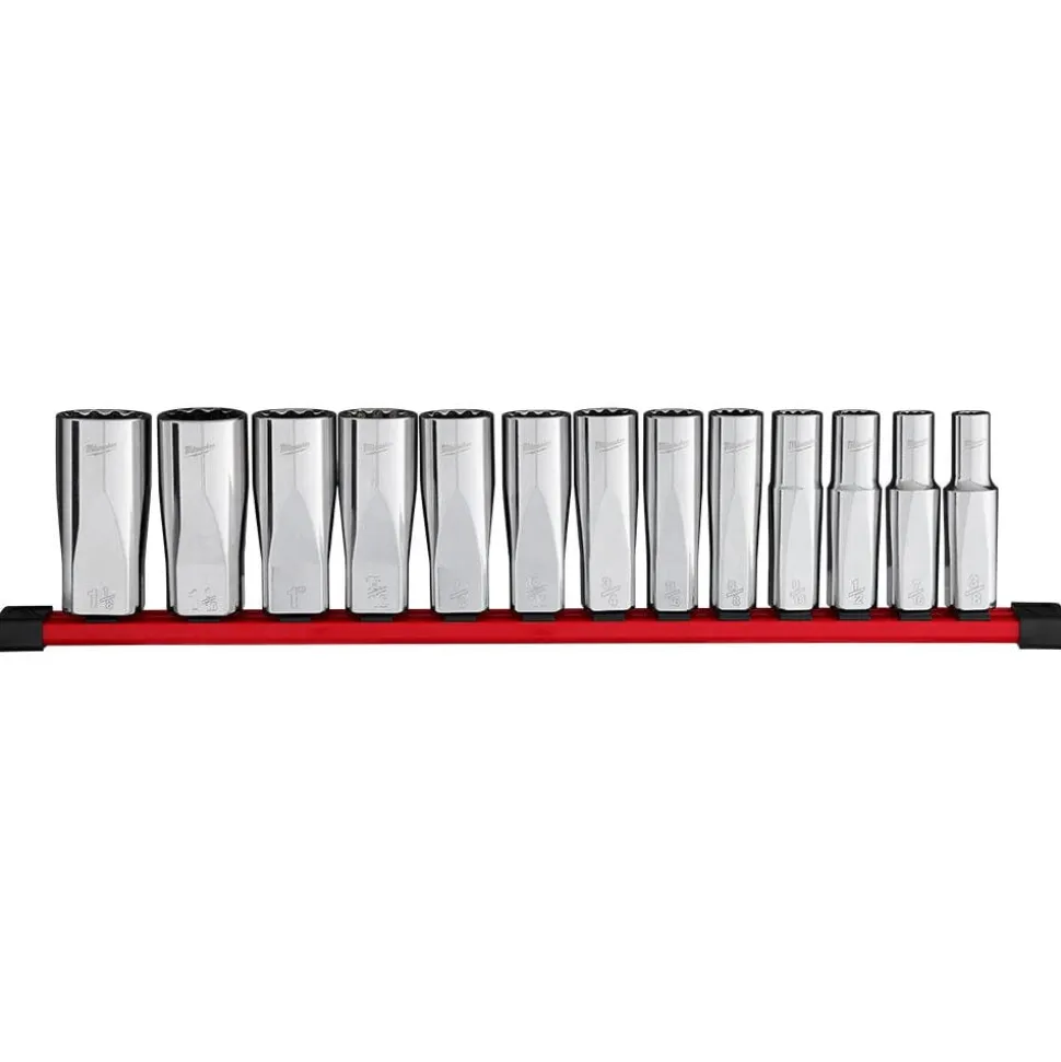 Milwaukee Tool 13pc 1/2" Drive 12-Point Deep Well SAE Socket Set 48-22-9424