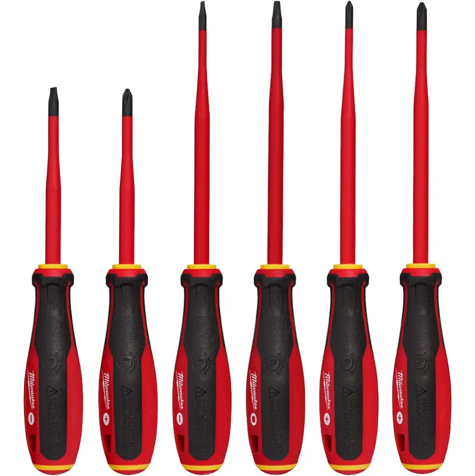 Milwaukee Tool 6 Piece 1000V Insulated Slim Tip Screwdriver Set 48-22-2206