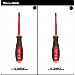 Milwaukee Tool 2 Piece 1000V Insulated Slim Tip Screwdriver Set 48-22-2207