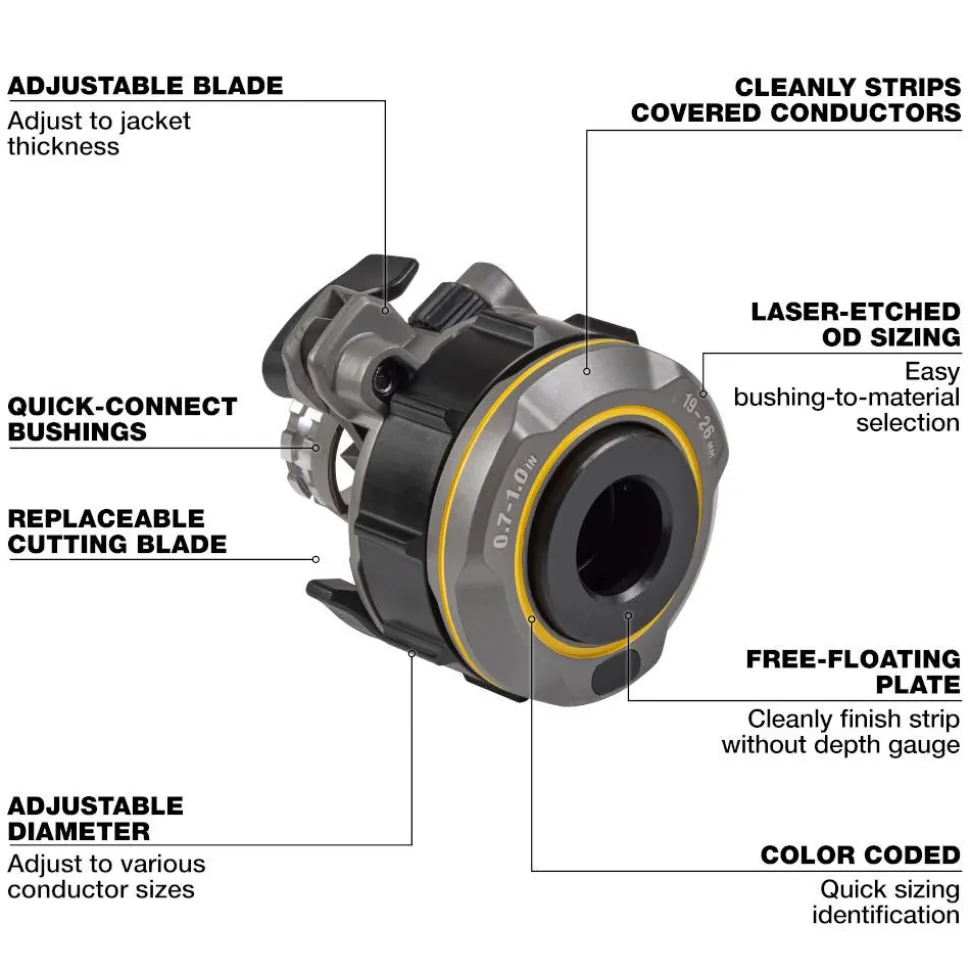 Milwaukee Tools 0.7" - 1" Adjustable Bushing for M18 FUEL™ Covered Conductor Cable Stripper 49-16-B103