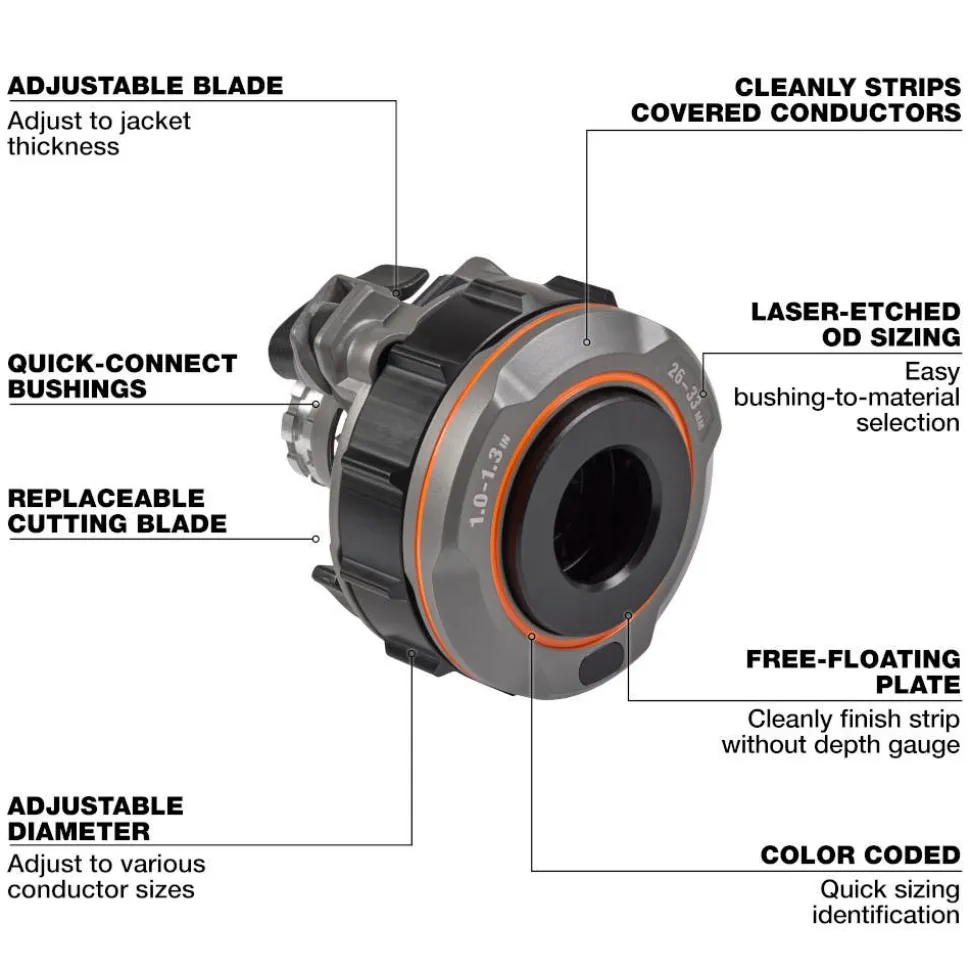 Milwaukee Tools 1.6" - 1.8" Adjustable Bushing for M18 FUEL™ Covered Conductor Cable Stripper 49-16-B187