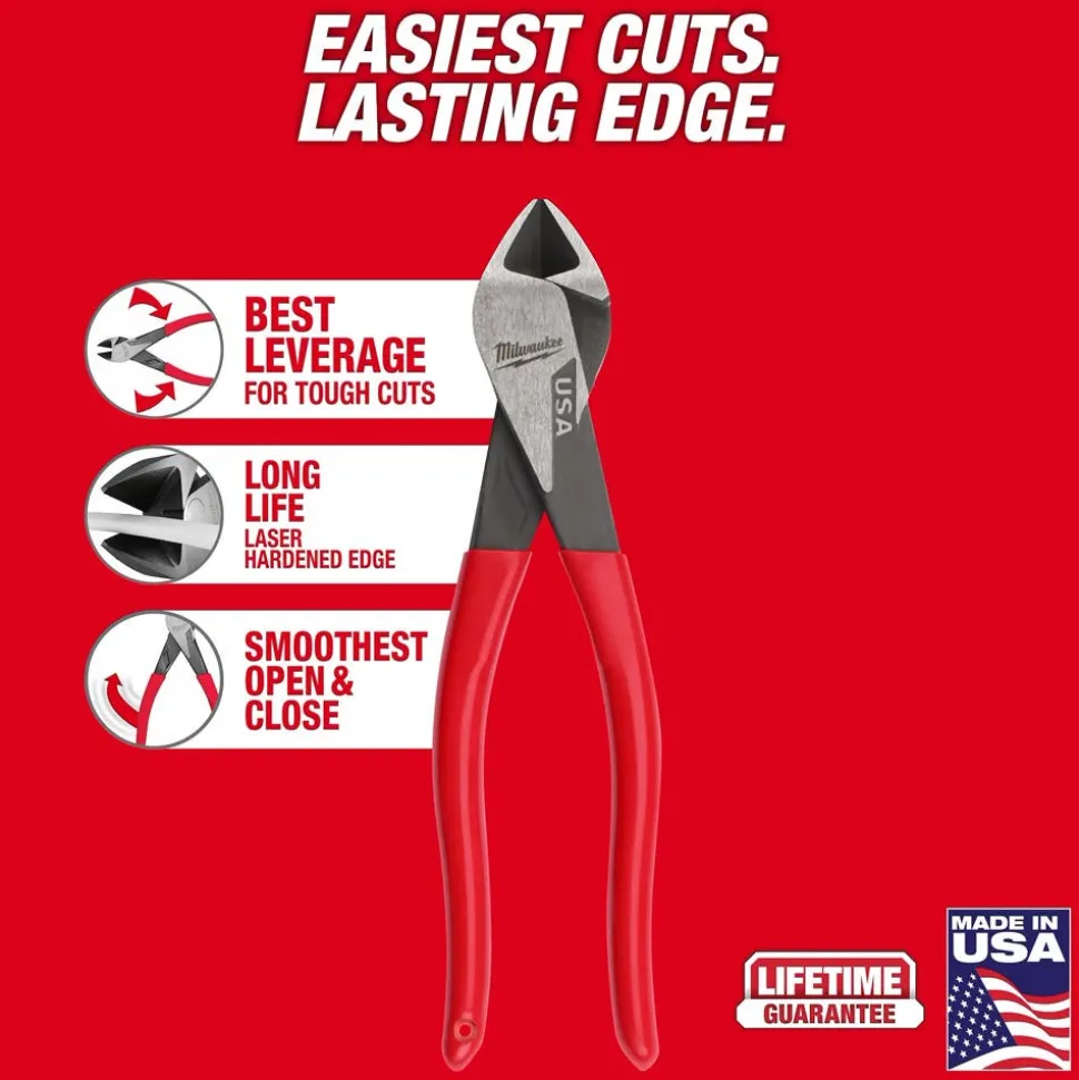 Milwaukee Tools 8" Angled Head Diagonal Dipped Grip Cutting Pliers (USA) MT508A