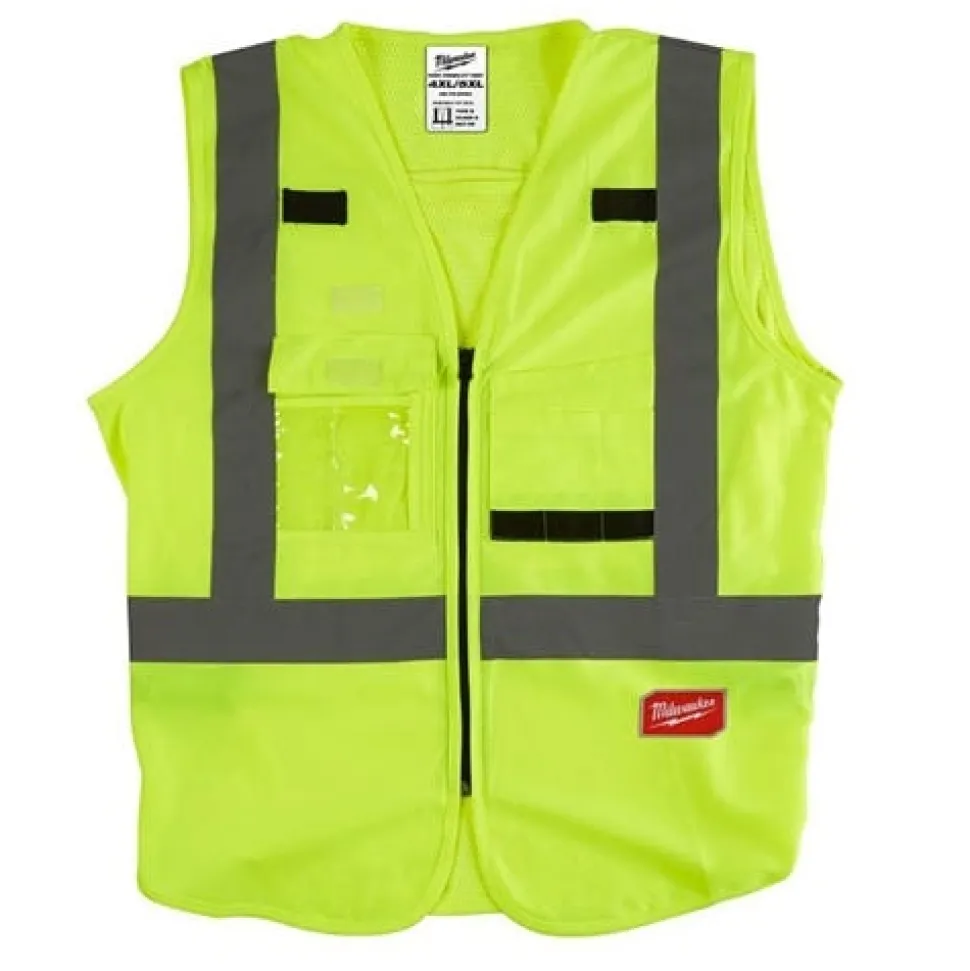 Milwaukee Tools ANSI Class 2 High Visibility 10 Pocket Safety Vest Hi-Vis Yellow 48-73-502