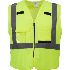 Milwaukee Tools ANSI/CSA Class 2 10 Pocket Mesh Safety Vest Hi-Vis Yellow 48-73-506