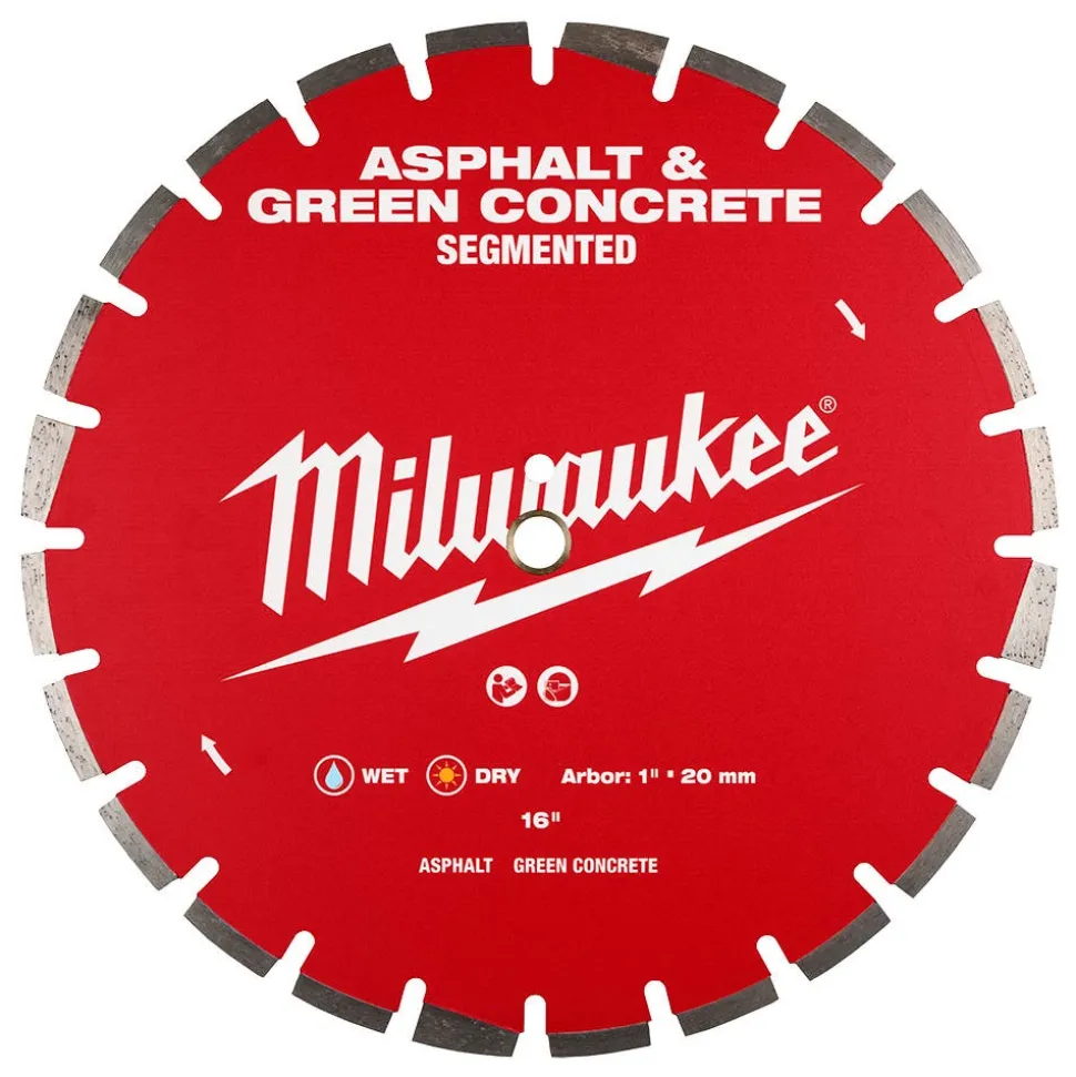 Milwaukee Tools 16" Asphalt & Green Concrete Segmented Diamond Blade 49-93-7245