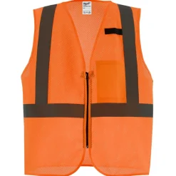 Milwaukee Tools Class 2 High Visibility Mesh One Pocket ANSI Safety Vest Hi-Vis Orange 48-73-224O