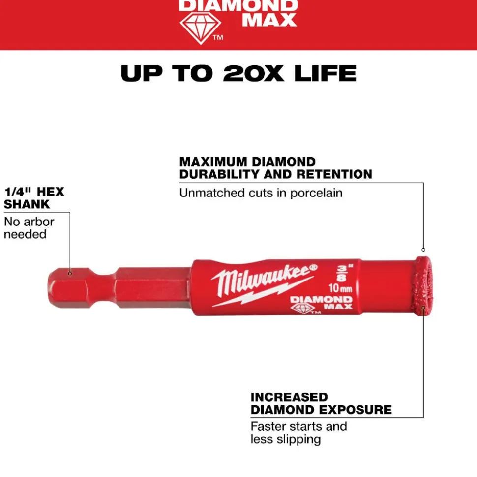 Milwaukee Tools 3/8" Diamond Max Hole Saw Bit 49-56-0509