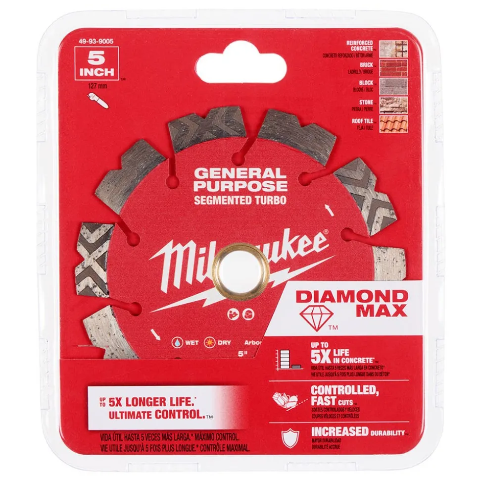Milwaukee Tools 5" Diamond Max Segmented Turbo, General Purpose Diamond Blade 49-93-9005