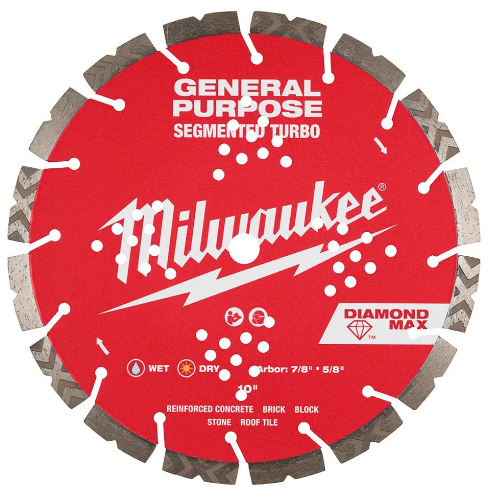 Milwaukee Tools 10" Diamond Max Segmented Turbo, General Purpose Diamond Blade 49-93-9010