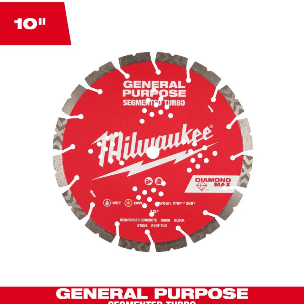 Milwaukee Tools 10" Diamond Max Segmented Turbo, General Purpose Diamond Blade 49-93-9010