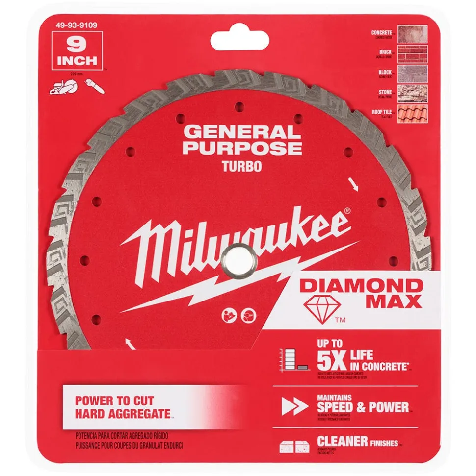 Milwaukee Tools 9" Diamond Max Turbo, General Purpose Diamond Blade 49-93-9109